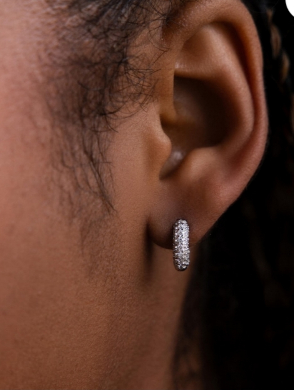 PRICE FIRM NWT 925 Sterling Silver Pavé Huggie Hoop Earrings